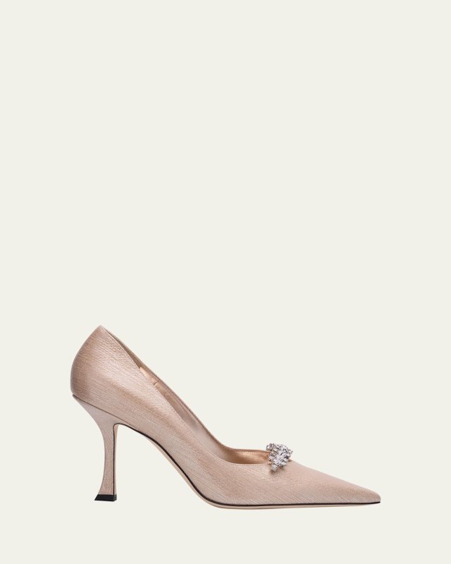 Belinda 90 Embellished Metallic Leather Pumps